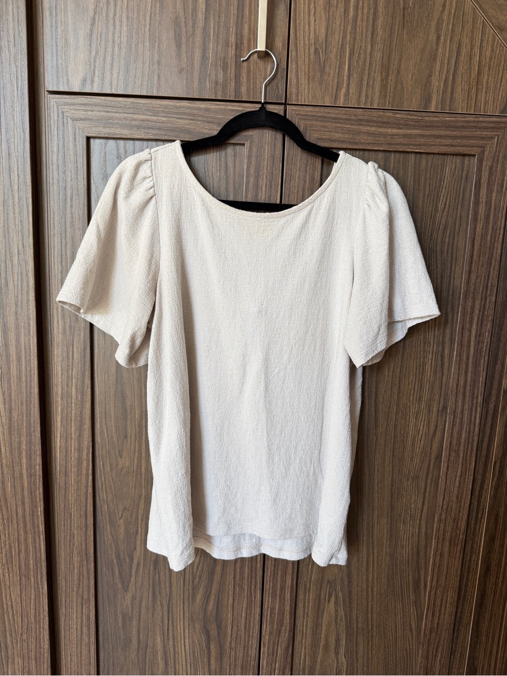 Banana Republic Cream Short Sleeve Textured Blouse